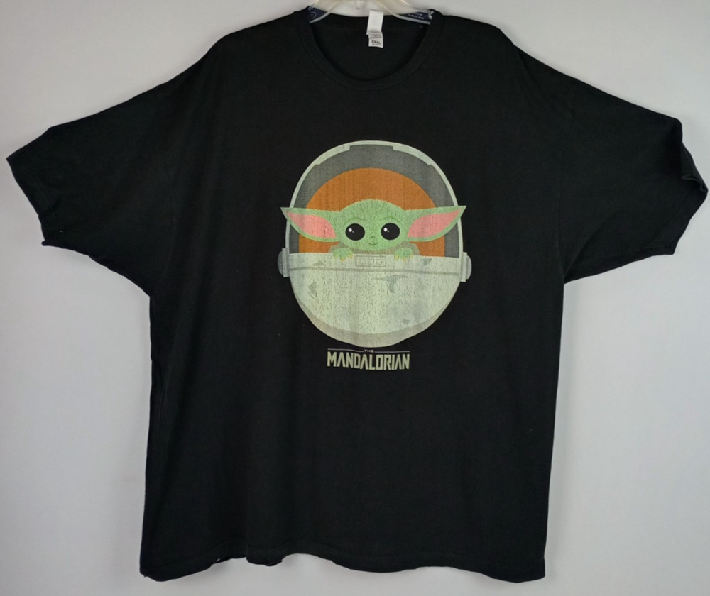 Tultex Mens 3XL Black Star Wars The Mandalorian Baby Yoda Grogu Graphic Tshirt